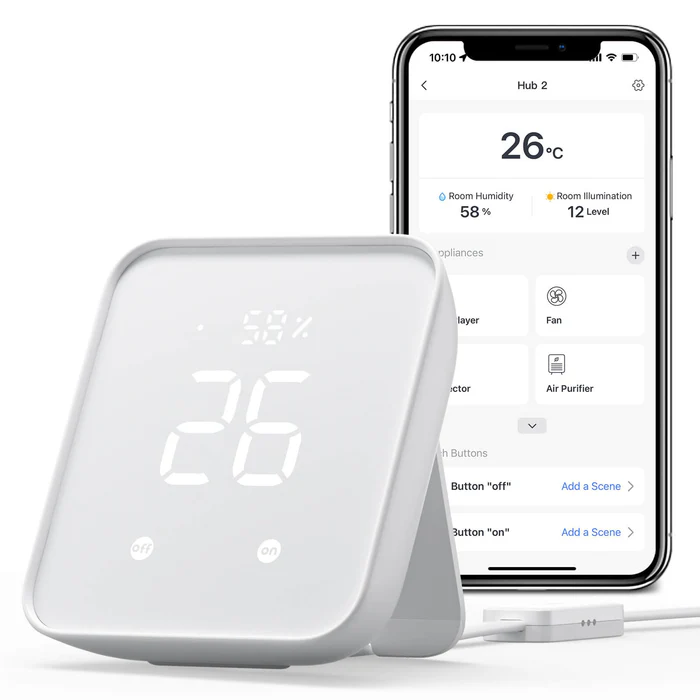 SwitchBot Hub 2 con pantalla de temperatura y humedad